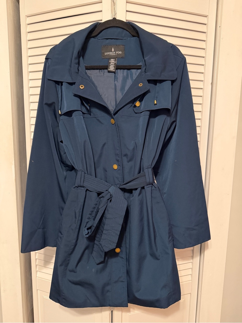London Fog Navy Trench Coat with Self-Tie Belt